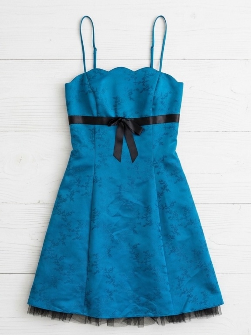 Urban Girl Nites Vintage Y2K Teal Blue Prom Dress Tulle Hem Juniors Size 9/10